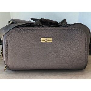 Mens Tommy Bahama Taupe Travel Carry on Duffel Bag with woven Leather Accents